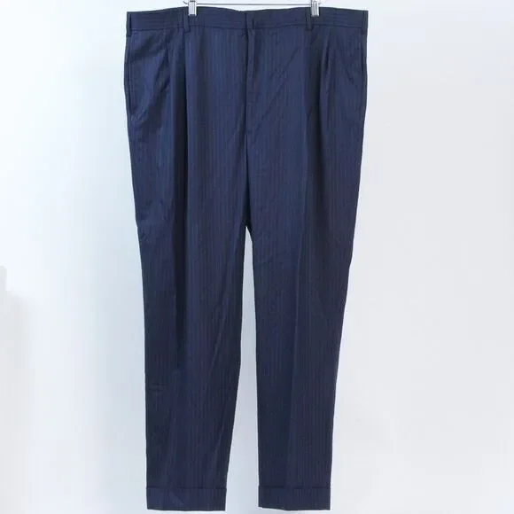 Brooks Brothers Golden Fleece Suit Italy Saxxon Navy Wool Stripe Madison 50R/42W